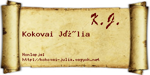 Kokovai Júlia névjegykártya